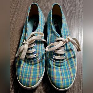KEDS blue/yellow/maroon plaid sneakers womens size 6.5